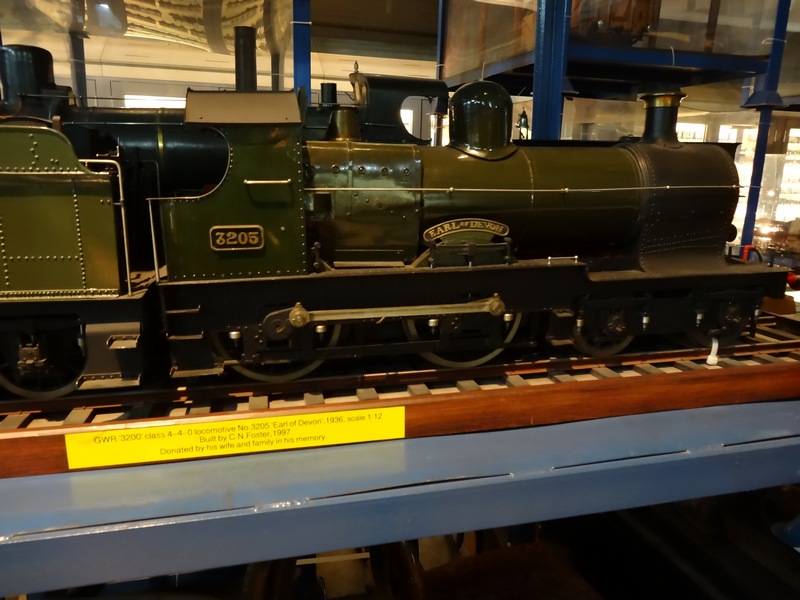 GWR '3200' Class 4-4-0 locomotive No. 3205 'Earl of Devon', 1936, scale 1:12. Built by C.N. Foster 1997 Donated by his wife and family in his memory.
