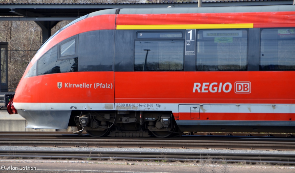 643 514 Karlsruhe Hbf 11 Mar 2014
'Kirrweiler (Pfalz)'
