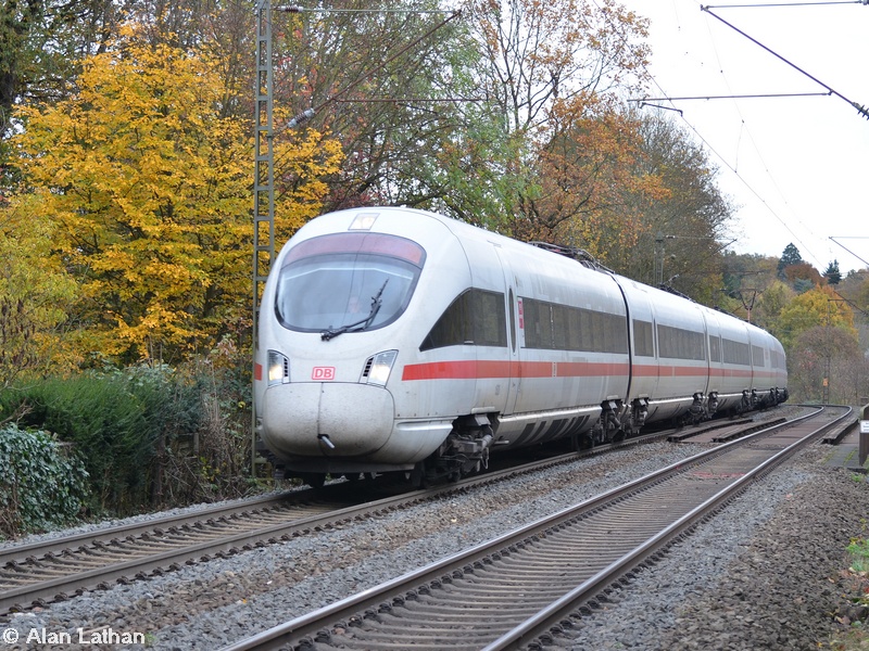 415 020 FFOR 4 Nov 2014
'Gotha', with 411 513 'Hansastadt Stralsund', IC1548 Dresden-Flughafen 
