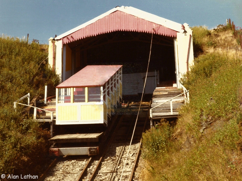 Aberystwyth Cliff Railway (Rheilffordd y Graig) 1976
The longest funicular electric cliff railway in Britain, established in 1896, operating on a water balance system until electrification in 1921. In Victorian times it provided easy access to the then 'Luna Park' at the top of Constitution Hill. The cliff railway has recently been beautifully modernised.
