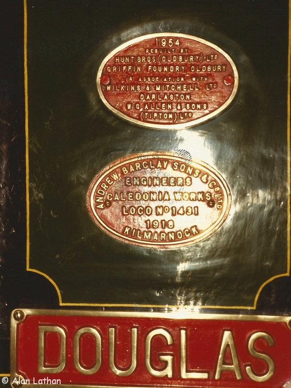 Talyllyn Railway 23 July 1976
Nameplate of No. 6 'Douglas'.
